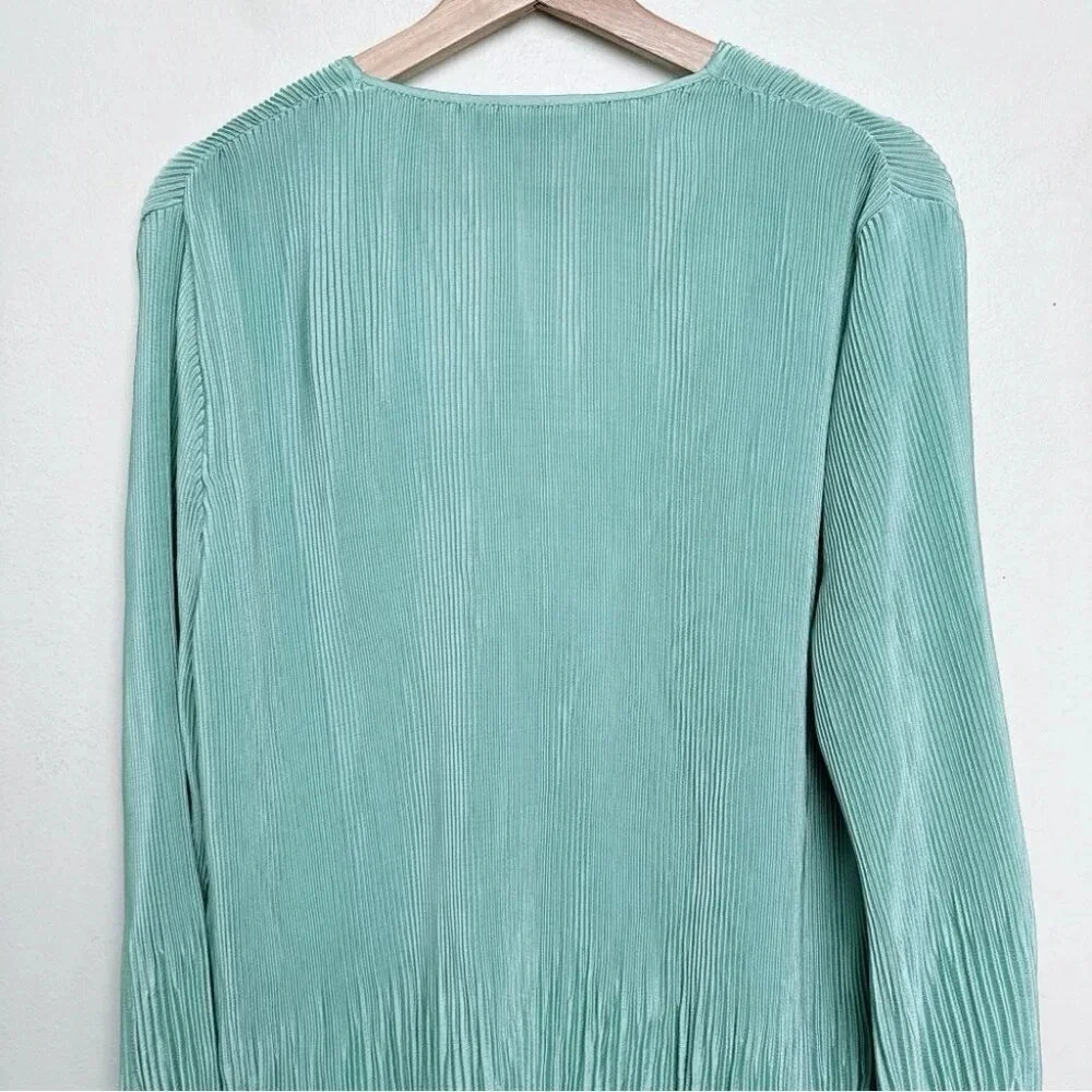Zara Womens Size Small Pleated Green Button Blouse - Picture 12 of 14